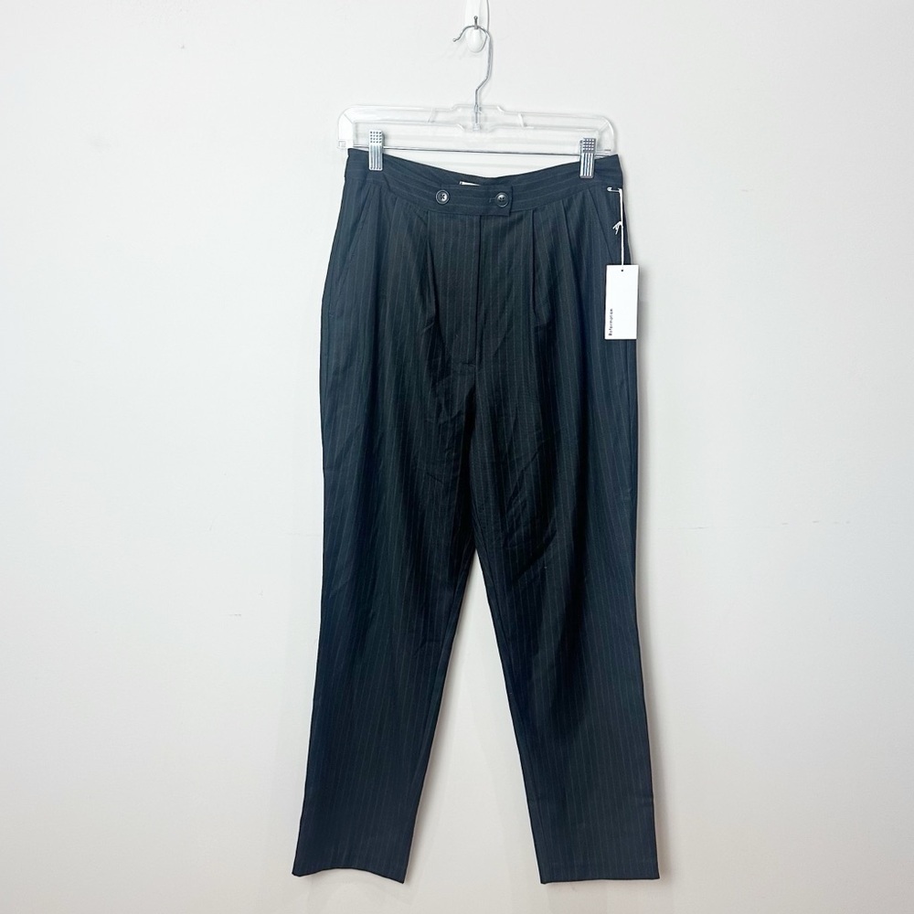 Reformation Sugar Pant Grey Pinstripe Pleated